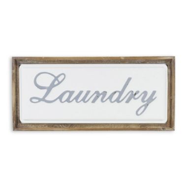 Cheungs Decorative Laundry Sign with Metal Backdrop and Wood Frame. View a larger version of this product image.