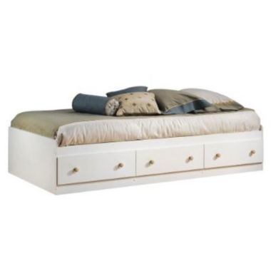 Slickblue Twin Size Mates Platform Bed in White/Maple with 2 Storage Drawers. View a larger version of this product image.