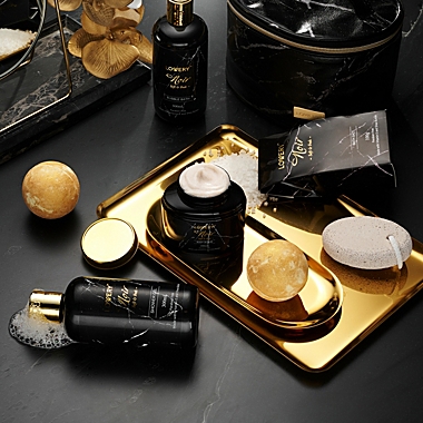 Deluxe Noir Bath and Body Kit with 24 Karate Gold Bath Bombs - Relaxing Spa Bag. View a larger version of this product image.