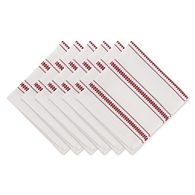 Contemporary Home Living Set of 6 20" x 20" Red and White Barn Zig Dobby Stripe Napkins. View a larger version of this product image.