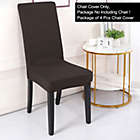 Alternate image 1 for PiccoCasa Set of 4 Solid/Pure Dining Chair Covers Stretch Chair Covers, Polyester Spandex Stretch Knit Dining Chair Covers, Coffee