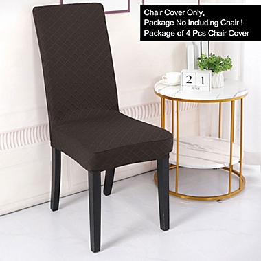 PiccoCasa Set of 4 Solid/Pure Dining Chair Covers Stretch Chair Covers, Polyester Spandex Stretch Knit Dining Chair Covers, Coffee. View a larger version of this product image.
