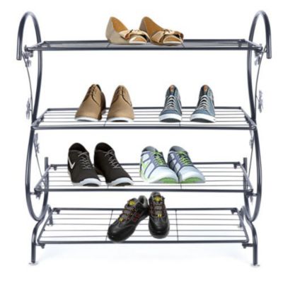 Infinity Merch 4 Tier Shoe Storage Organizer  Silver