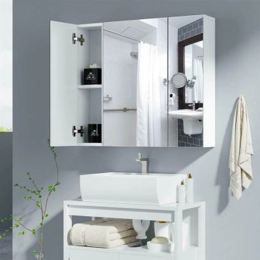 Slickblue Modern 3-Door Wall Mounted Medicine Cabinet Bathroom Mirror Cupboard. View a larger version of this product image.