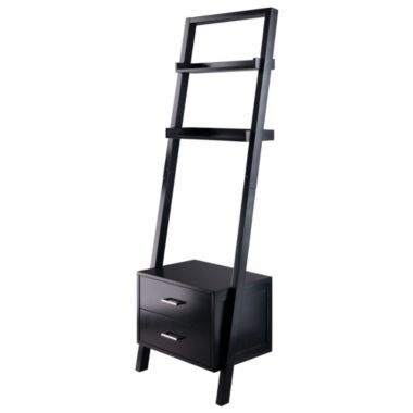 Bellamy 2-Drawer Leaning Shelf, Black. View a larger version of this product image.