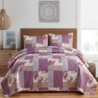 Alternate image 0 for Stock Preferred Authentic Blooming Patchwork Quilt Set in 3 Pieces Full/Queen, Purple Floral