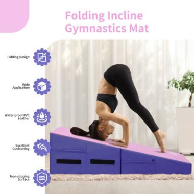 Hivago Folding Wedge Exercise Gymnastics Mat with Handles-Purple. View a larger version of this product image.