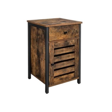 VASAGLE Industrial Bedside Table with Cabinet & Drawer. View a larger version of this product image.