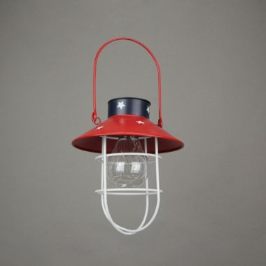 Direct International Rustic Metal Hanging Patriotic LED Solar Light Indoor Outdoor Accent Patio Decor. View a larger version of this product image.