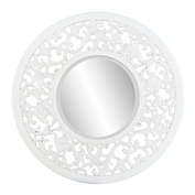 Southern Enterprises 31.75" White Contemporary Wooden Framed Round Wall Mirror