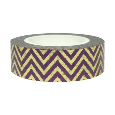 Wrapables Washi Masking Tape, Metallic and Moody Group / Purple and Gold Super Chevron