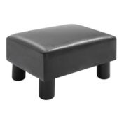HOMCOM Modern Faux Leather Upholstered Rectangular Ottoman Footrest with Padded Foam Seat and Plastic Legs, Bright Black