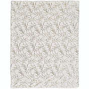 Mina Victory Faux Fur Metallic Branches Ivory Gold Throw Blanket