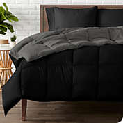 Bare Home Reversible Comforter - Goose Down Alternative - Ultra-Soft - Premium 1800 Series - Hypoallergenic - Breathable (Black/Grey, Queen)