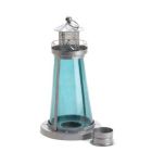 Alternate image 2 for Zingz & Thingz 10" Blue and Silver Contemporary Lighthouse Candle Lantern
