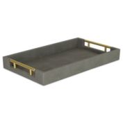 Cheungs Home Decorative Lusan Gray Faux Shagreen Tray with Handles
