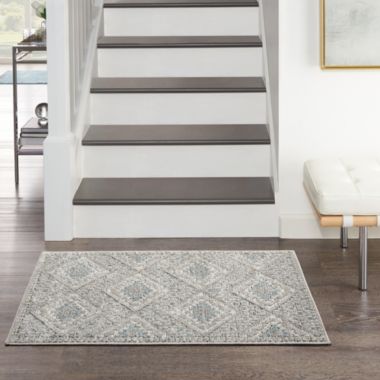Nourison Concerto CNC16 Indoor only Area Rug - Grey/Ivory/Blue 2'2" x 3'9". View a larger version of this product image.