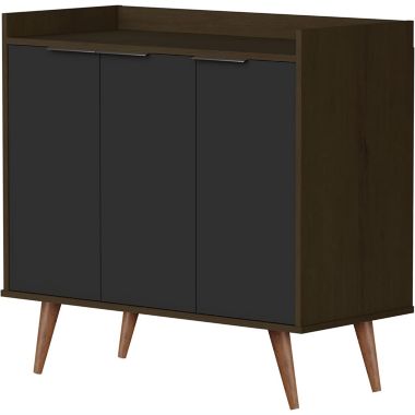 Discount Trends  Classic Nordic Scandinavian Buffet Sideboard with 3 doors and wood legs. View a larger version of this product image.