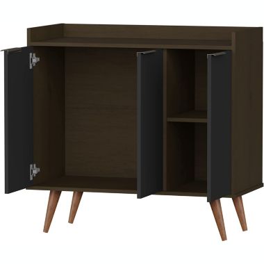 Discount Trends  Classic Nordic Scandinavian Buffet Sideboard with 3 doors and wood legs. View a larger version of this product image.