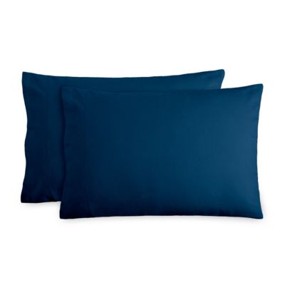 2 KING NAVY SOLID MARRIKAS FLANNEL PillowCase Pair