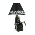 Alternate image 0 for DWK Shadow of Judgement Grim Reaper on Throne Table Lamp and Fabric Flame Shade Gothic Décor