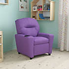 Alternate image 0 for Flash Furniture Chandler Contemporary Lavender Vinyl Kids Recliner with Cup Holder