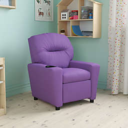 Flash Furniture Chandler Contemporary Lavender Vinyl Kids Recliner with Cup Holder