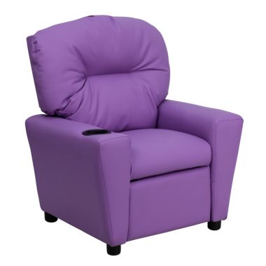 Flash Furniture Chandler Contemporary Lavender Vinyl Kids Recliner with Cup Holder. View a larger version of this product image.