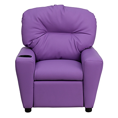 Flash Furniture Chandler Contemporary Lavender Vinyl Kids Recliner with Cup Holder. View a larger version of this product image.