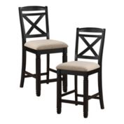 Lexicon Set of 2 Counter Height Dining Chair, Wood Frame, Padded Seat - Black