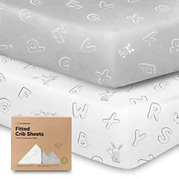 KeaBabies 2pk Jersey Fitted Crib Sheets, Soft & Breathable Baby Crib Sheet, Fits Standard Nursery Crib Mattresses (ABC Land Cloud)