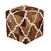 Diva At Home 18"Henna Brown and Lace White Abstract Upholstered Foot Stool Ottoman