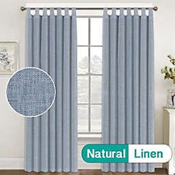 PrimeBeau Linen Blended Curtains Light Filtering Tab Top Curtain Drapes for Bedroom(52x84-Inch, Stone Blue)