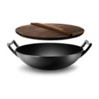 Alternate image 0 for NutriChef Cooking Wok Cast Iron Stir Fry Pan with Wooden Lid