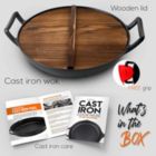 Alternate image 2 for NutriChef Cooking Wok Cast Iron Stir Fry Pan with Wooden Lid