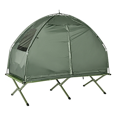 Outsunny All-in One Portable Camping Cot Tent with Air Mattress, Sleeping  Bag, and Pillow