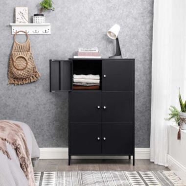 BreeBe Black Steel Free Standing Storage Cabinet. View a larger version of this product image.