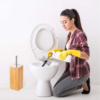 ToiletTree Products Toilet Brush with Stainless Steel Handle Bamboo Wooden Holder. View a larger version of this product image.