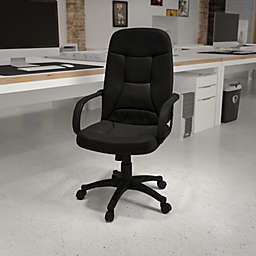 Emma + Oliver High Back Black Glove Vinyl Executive Swivel Office Chair with Arms