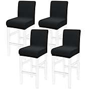 PiccoCasa Solid/Pure Stretch Bar Stool Covers, Pub Counter Height Chair Covers Counter Height Chairs Covers for Short Back Chair, Black, 4 Pieces