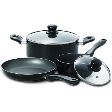 Simplicity - 5 Piece Aluminum Cookware Set, Nonstick Surface, Black. View a larger version of this product image.