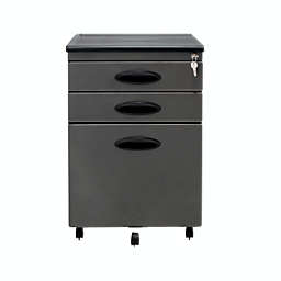 Calico Designs Mobile File Cabinet Plus, 3 Lock Drawers with Supply Tray and Hanging Frame for Legal or Letter Files - Pewter