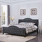 GDF Studio Mason Fully-Upholstered Traditional King-Sized Bed Frame