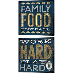 Great Art Now Football Blue by Michael Mullan 14-Inch x 14-Inch Canvas Wall Art (Set of 2)