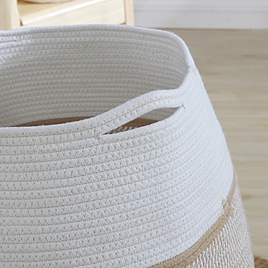 Ornavo Home Extra Large Woven Cotton Rope Tall 25" Height Laundry Hamper Basket with Handles. View a larger version of this product image.