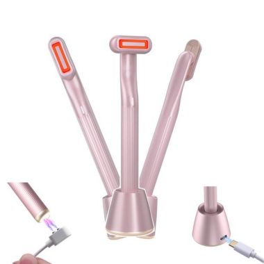 Jahy2Tech 4 in 1 Red Light Therapy Facial Eye Massager in Pink. View a larger version of this product image.