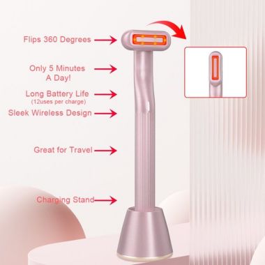 Jahy2Tech 4 in 1 Red Light Therapy Facial Eye Massager in Pink. View a larger version of this product image.