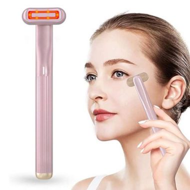 Jahy2Tech 4 in 1 Red Light Therapy Facial Eye Massager in Pink. View a larger version of this product image.