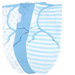 Bublo Baby Swaddle Blanket Boy Girl, 3 Pack Small-Medium Size Newborn Swaddles 0-3 Month, Infant Adjustable Swaddling Sleep Sack, Blue