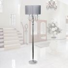 Alternate image 3 for Elegant Designs Home Decorative Contemporary Romantic Cascading Crystal and Chrome Floor Lamp with Drum Shade - Gray